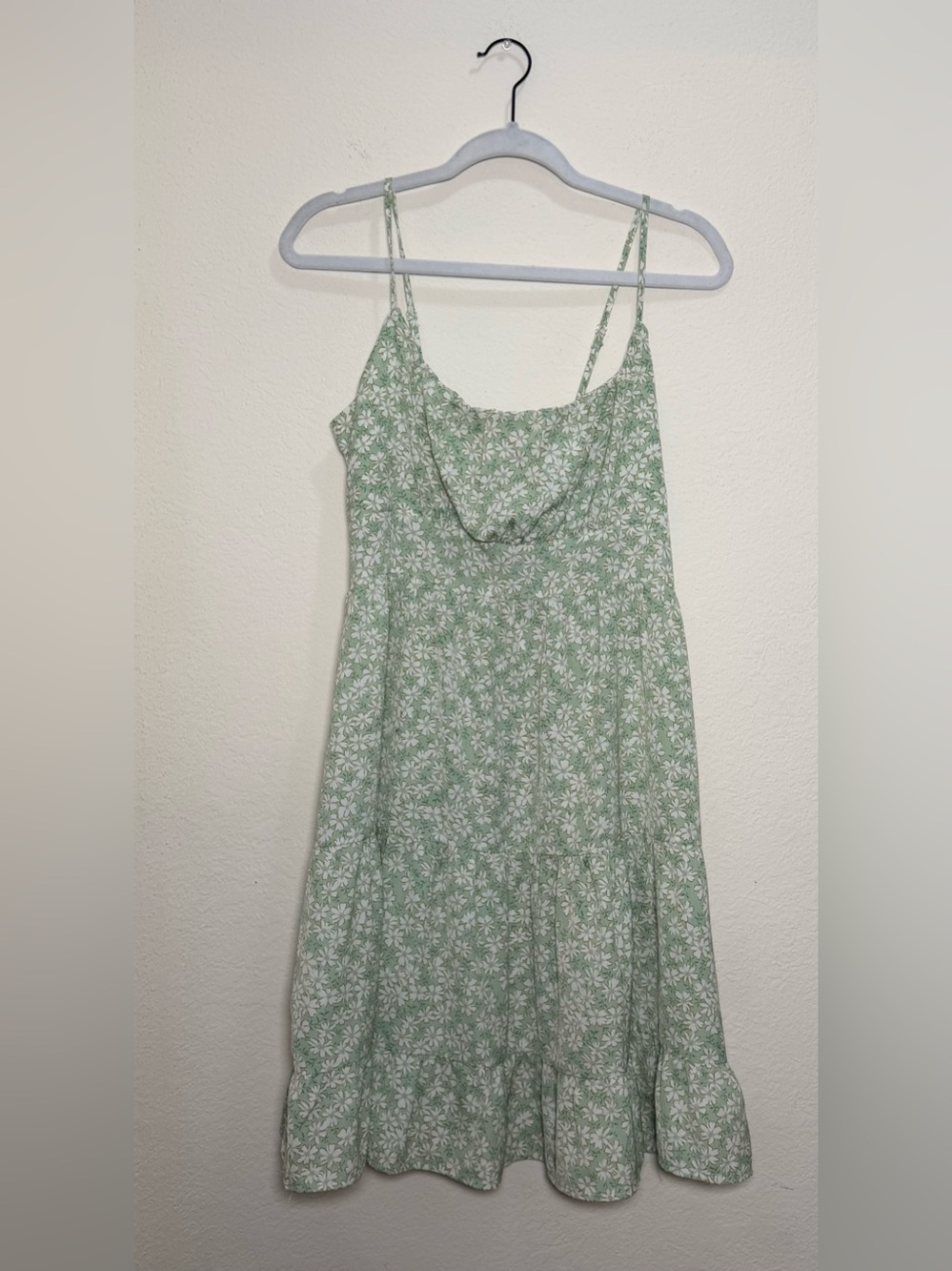 SHEIN Green Floral Mini Dress Small Medium Cottagecore
